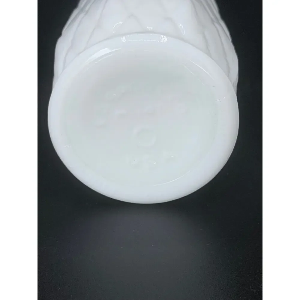 Vintage Randall White Milk Glass Diamond Quilted Bud Vase 9 in MCM